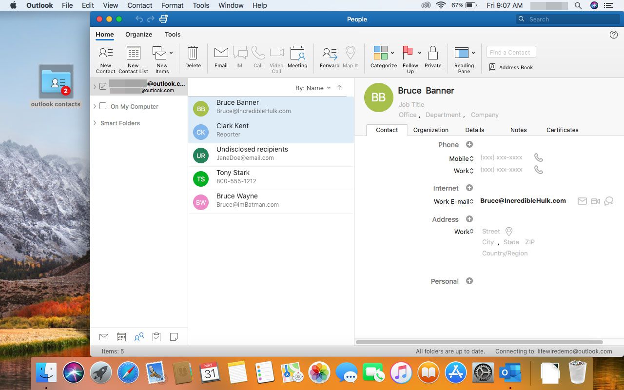 saving outlook for mac contacts